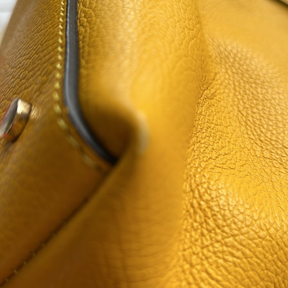 Yellow Genuine Leather Top Handle Handbag - Picture 10 of 13